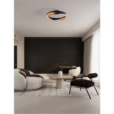 Plafoniera RADON Triac Dimabil Mat Negru & Auriu Aluminiu LED 40 Wat 220-240Volt 1244Lm 3000K IP20