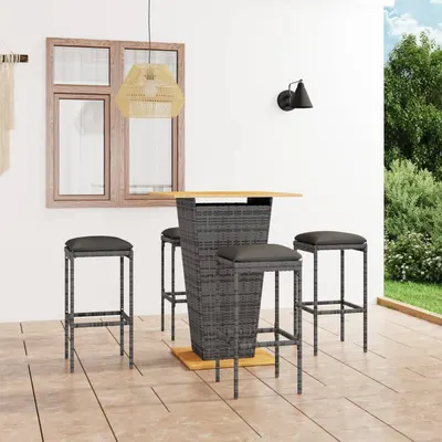Gossi set mobilier bar de gradina cu perne, 5 piese, gri, poliratan