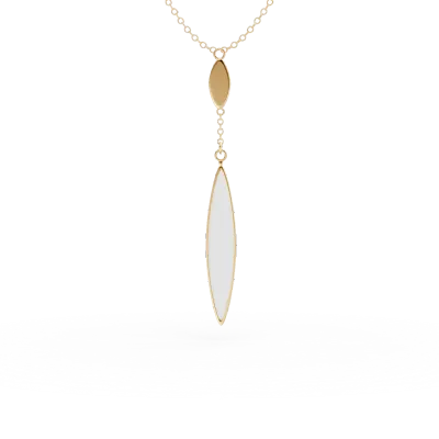 Lant din aur galben cu pandantiv minimalist cu sidef de 0.2ct