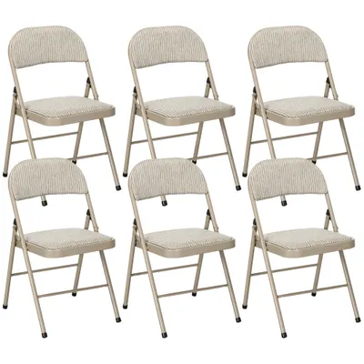 HOMCOM Set de 6 Scaune Pliabile din Metal, Scaune Pliabile din Interior cu Șezut Tapițat din Piele PU și Spătar Deschis | Aosom Romania