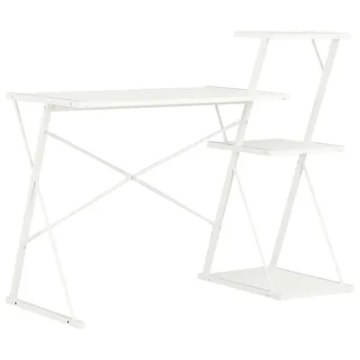 vidaXL Birou cu raft, alb, 116 x 50 x 93 cm