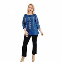 Bluza cu broderie din denim Kiara