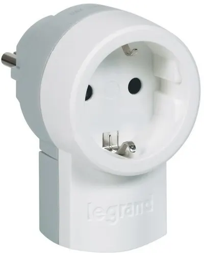 Priză Legrand - 16A 2P+E, cu ștecher și ieșire cablu, alb/gri