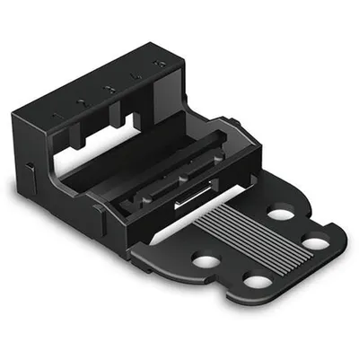 Mounting carrier; for 5-conductor terminal blocks; 221 Series - 4 mm²; with snap-in mounting foot for horizontal mounting; black