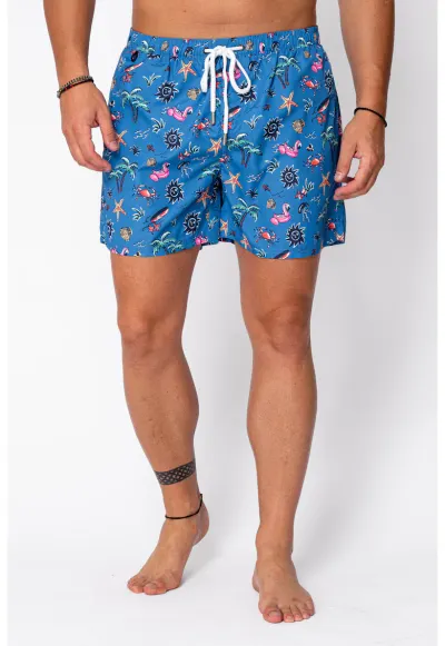 Pantaloni scurti de baie Palm Blue 22424 - Blue Royal