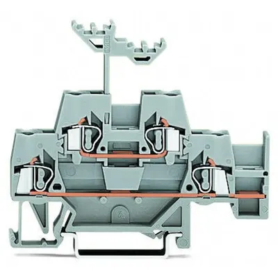 Double-deck terminal block; Through/through terminal block; with additional jumper position on lower level; for DIN-rail 35 x 15 and 35 x 7.5; 2.5 mm²; CAGE CLAMP®; 2,50 mm²; gray/gray