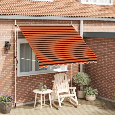 vidaXL Copertină retractabilă manual, portocaliu și maro, 250 cm