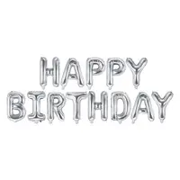 Balon folie happy birthday argintiu340x35 cm Party Deco PDFB6M-018