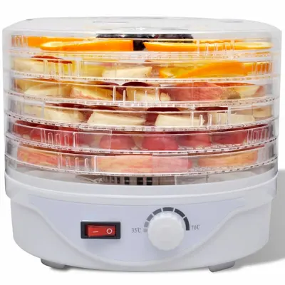 vidaXL Deshidrator de alimente cu 6 tăvi stivuibile (rotund)