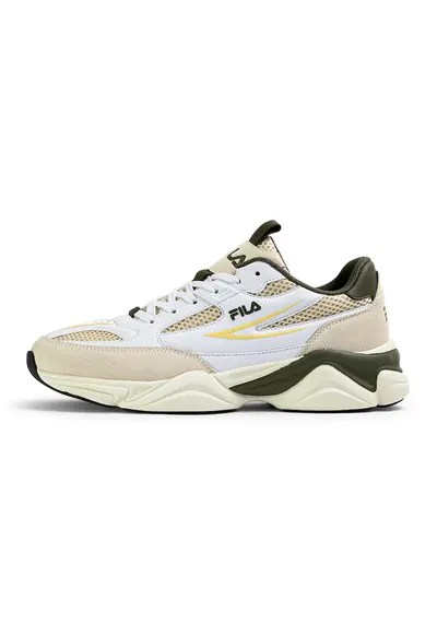 Pantofi sport Recade cu insertii din plasa - Alb/Galben/Kaki inchis/Bej deschis