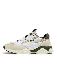 Pantofi sport Recade cu insertii din plasa - Alb/Galben/Kaki inchis/Bej deschis