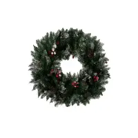Coronita decorativa de Craciun, varfuri ninse, conuri si fructe rosii, diametru 45 cm