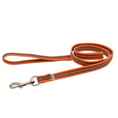 Lesa Herm. Sprenger din nailon pentru dresaj cu insertie cauciucata cu maner - Portocaliu Neon - 120 cm