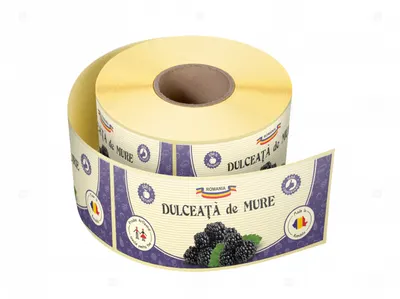 Etichete personalizate pentru borcane, Dulceata mure, 54x144 mm, 500 etichete rola