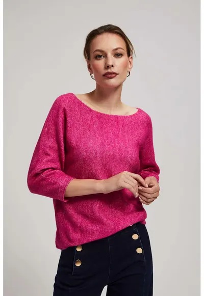 Pulover fucsia cu maneca 3/4 - Rose Symphonic