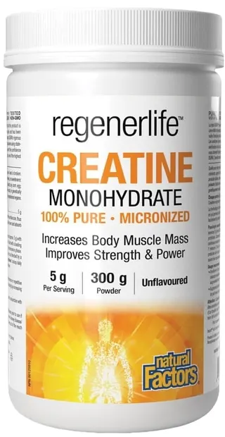 RegenerLife Creatine Monohydrate, 5000 mg, 300 g, Natural Factors