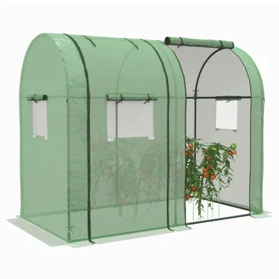 Outsunny Sera de grădină 1,8 m² dim. 1,85L x 0,9l x 1,5H m 2 Uși cu fermoar rulante 4 Ferestre rulante Oțel PE Verde | Aosom Romania