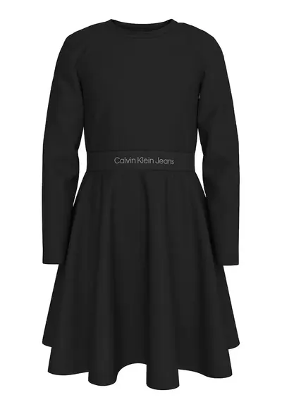 Rochie evazata cu logo - Negru