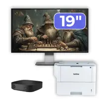 Pachet PC Second Hand HP T430 Thin Client, Intel Celeron N4000 1.10-2.60GHz, 2GB DDR4, 16GB SSD + Monitor 19" & Imprimanta Brother HL-L6300DW