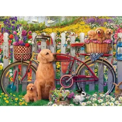 Ravensburger - Puzzle catelusi pe bicicleta 500 piese design nou