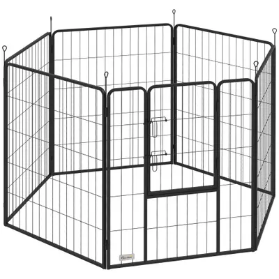 PawHut gard pentru câini, țarc pentru animale de companie, 6 panouri, oțel, pliabil, Gri | Aosom Romania