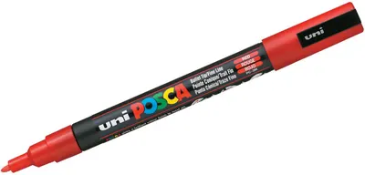 Marker permanent cu varf rotund Uni Posca - PC-3M, 1.5 mm, rosu