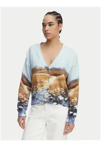 Cardigan dama - multicolor - bumbac - Multicolor/Albastru