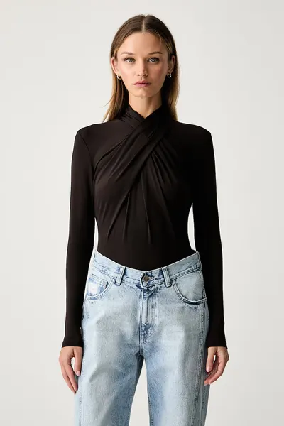 Le Privé body pentru femei cu vâscoză JADE BODYSUIT MARRON