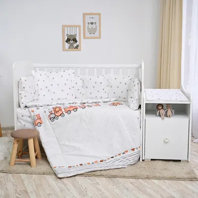 Set de lenjerie de pat Lorelli - Trend, trenuleț, cu balustrade, gri