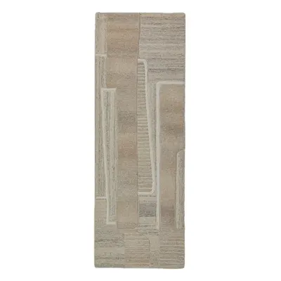 Covor tip traversă grej țesut manual din lână 80x300 cm Lira – Flair Rugs