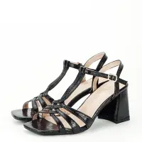 Sandale negre elegante cu toc gros 3219 130