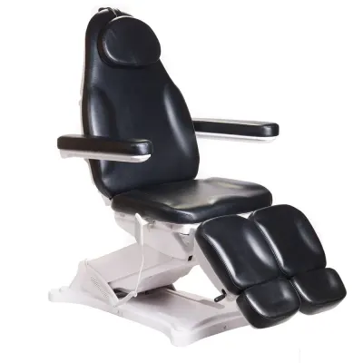 Scaun cosmetic electric, inaltime maxima 81 cm, spatar reglabil, lungime totala 184 cm, maxim 160 kg, negru