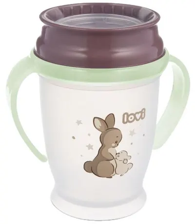 Cană rezistență la vărsare Lovi - 360°, Night&Day, Rabbit, 250 ml, 9 luni+