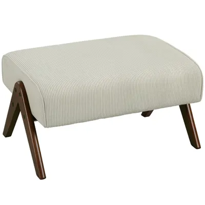 HOMCOM Taburet de Picior cu Scaun Acolchis și Piciori de Lemn pentru Salon Dormitor 69x47x36 cm Bej | Aosom Romania