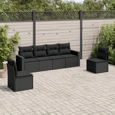 Gossi set mobilier de gradina cu perne, 6 piese, negru, poliratan