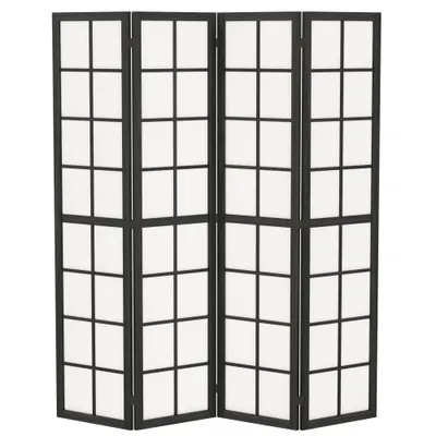 HOMCOM Paravan interior pliabil 4 panouri 160 x 170 cm separator de cameră pentru living dormitor casă, negru | Aosom Romania