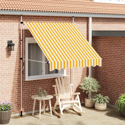 vidaXL Copertină retractabilă manual, portocaliu și alb, 200cm, dungi