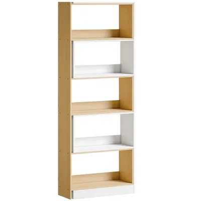 HOMCOM Bibliotecă de colț rotativă 350° cu 5 niveluri, raft extensibil în formă de L, 60-111x24x164cm, stejar | Aosom Romania