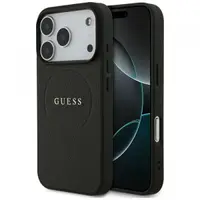 Husa MagSafe pentru Apple iPhone 17 Pro, Guess, Grained Gold Ring, Neagra