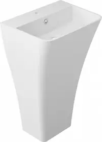 Lavoar freestanding, din compozit, 50x40x85 cm, alb lucios, Marmite Freya