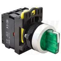 Comutator cu brat luminos,LED,verde, 3 poz., cu revenire NYK3-SL34G 1×NO+1×NC, 5A/230V AC-15, IP65, LED 230V AC/DC