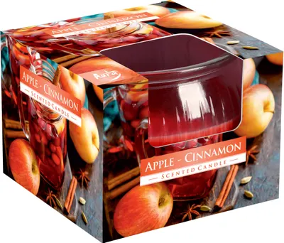 Lumânare aromatică Bispol Aura - Măr și scorțișoară, 80 g