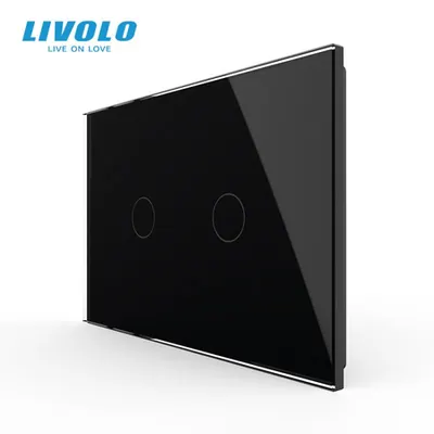 Intrerupator dublu, standard italian, cu panou sticla, 3M Negru