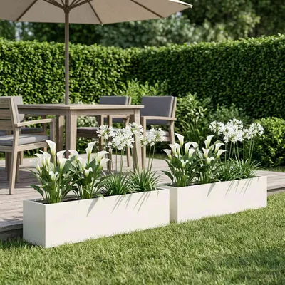 vidaXL Vază pentru Grădină 2 buc. Alb 80 x 20 x 20 cm