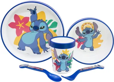 Set de sufragerie cu bază anti-alunecare Stor - Stitch, 5 piese