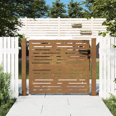 Gossi poarta pentru gradina, 105x105 cm, otel corten, dreptunghiuri