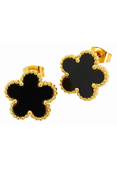 Cercei aurii - din otel inoxidabil - suflati cu aur 18k - forma de floricica - Gisella C4