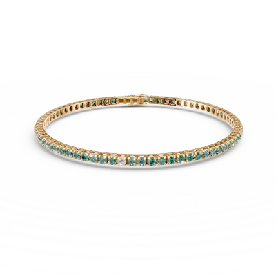Bratara tennis din aur galben cu smaralde de 1.4ct si diamante de 0.1ct