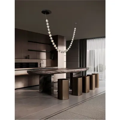 Lampa suspendata IFOS Triac Dimabil Nisipiu Negru & Crom Metal & Clear Acrylic LED 119 Wat 220-240 Volt 8798Lm 3000K IP20