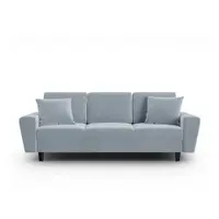 Canapea albastru-deschis extensibilă, cu spațiu de depozitare cu tapițerie din catifea 235 cm Kyoto – Cosmopolitan Design